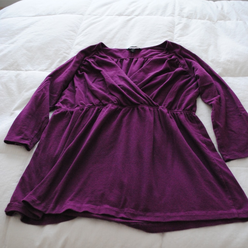 Lands' End Purple Long Sleeve Tunic Faux Wrap - Picture 2 of 4